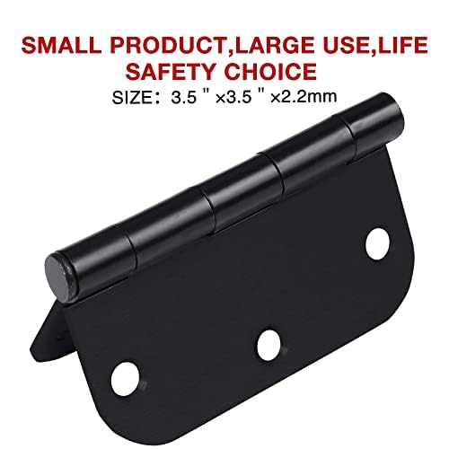TDCHINGES 2 Pack Rounded Matte Black Door Hinges 3.5 Inch Interior Room Hardware 3 1/2"" 5/8 Radius Apartment Cottage Flat Bungalow Mobile Home Skyscraper Indoor Hinge for Doors Use Renovate Bedroom Kitchen - Image 4